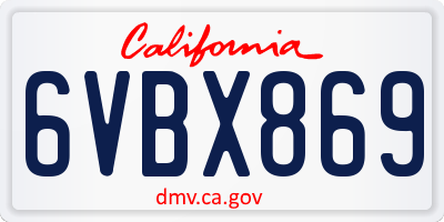 CA license plate 6VBX869