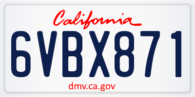 CA license plate 6VBX871