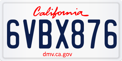 CA license plate 6VBX876