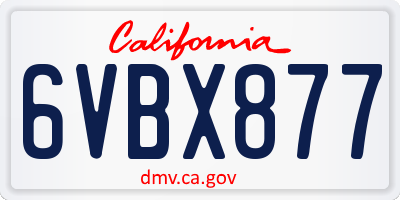 CA license plate 6VBX877