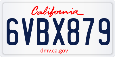 CA license plate 6VBX879