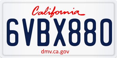 CA license plate 6VBX880