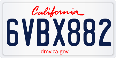 CA license plate 6VBX882