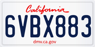 CA license plate 6VBX883