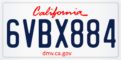CA license plate 6VBX884