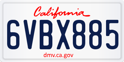 CA license plate 6VBX885