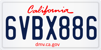 CA license plate 6VBX886