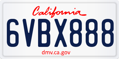 CA license plate 6VBX888
