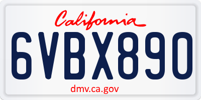 CA license plate 6VBX890