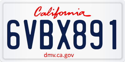CA license plate 6VBX891