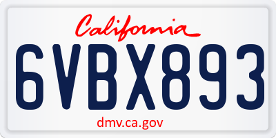 CA license plate 6VBX893