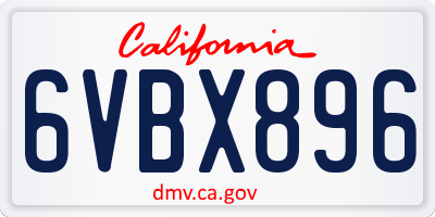 CA license plate 6VBX896