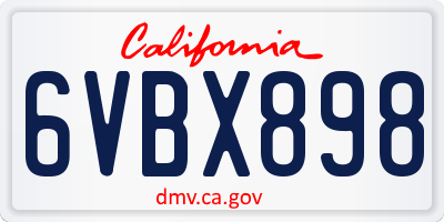 CA license plate 6VBX898
