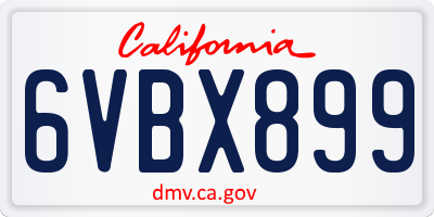 CA license plate 6VBX899
