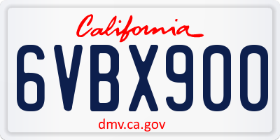 CA license plate 6VBX900