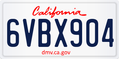 CA license plate 6VBX904