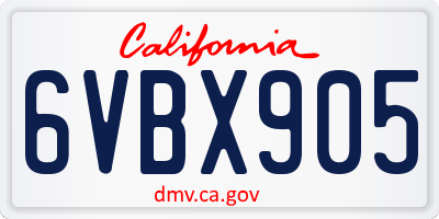 CA license plate 6VBX905
