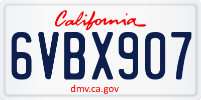 CA license plate 6VBX907