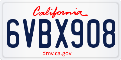 CA license plate 6VBX908