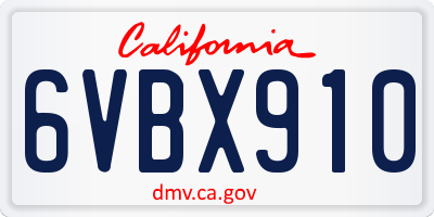 CA license plate 6VBX910