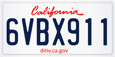 CA license plate 6VBX911