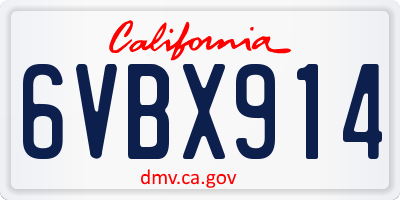 CA license plate 6VBX914