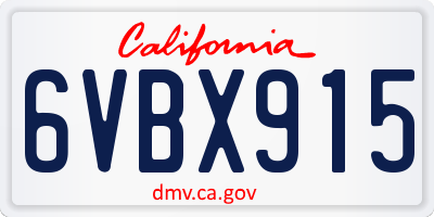 CA license plate 6VBX915