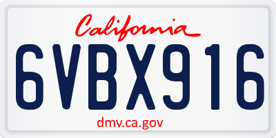 CA license plate 6VBX916