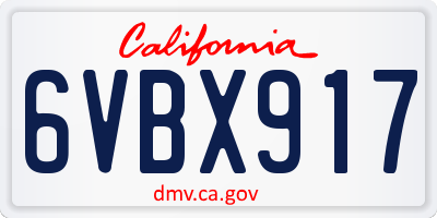CA license plate 6VBX917