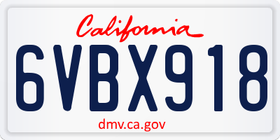 CA license plate 6VBX918
