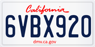 CA license plate 6VBX920