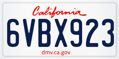 CA license plate 6VBX923