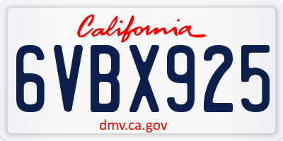 CA license plate 6VBX925
