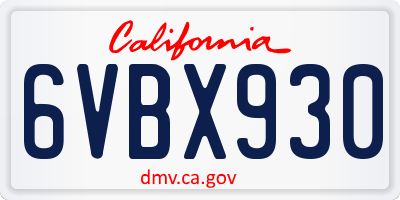 CA license plate 6VBX930