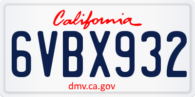 CA license plate 6VBX932