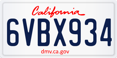 CA license plate 6VBX934