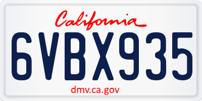 CA license plate 6VBX935