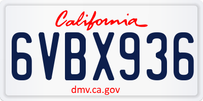 CA license plate 6VBX936