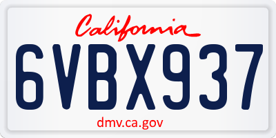 CA license plate 6VBX937