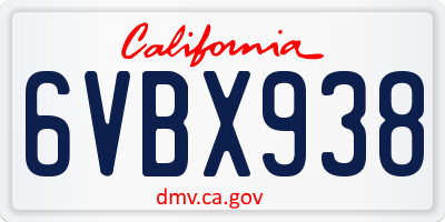CA license plate 6VBX938