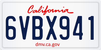 CA license plate 6VBX941