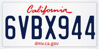 CA license plate 6VBX944