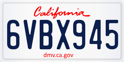 CA license plate 6VBX945