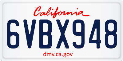 CA license plate 6VBX948