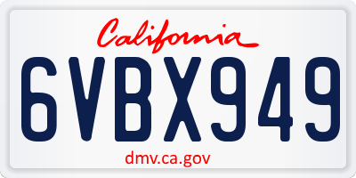 CA license plate 6VBX949