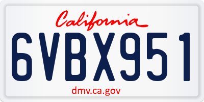 CA license plate 6VBX951