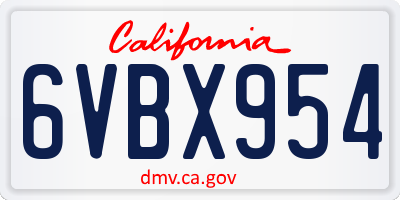 CA license plate 6VBX954