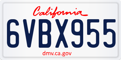 CA license plate 6VBX955