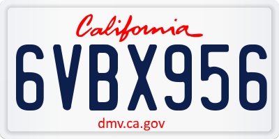 CA license plate 6VBX956
