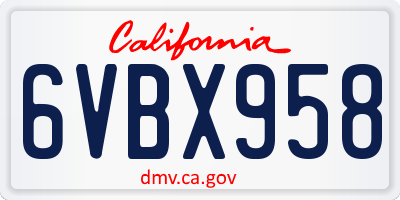 CA license plate 6VBX958